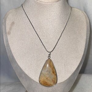 Elegant Agatized Coral Fossil stone Pendant Necklace